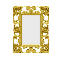 Image showing Golden frame over white