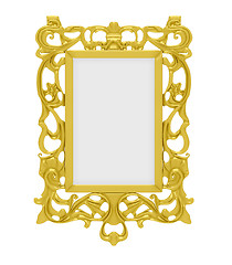 Image showing Golden frame over white