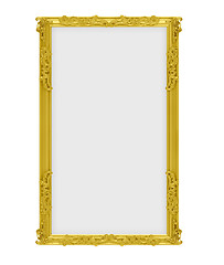 Image showing Golden frame over white