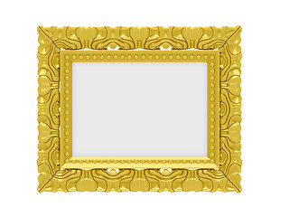 Image showing Golden frame over white