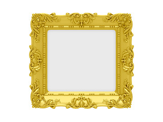 Image showing Golden frame over white