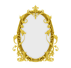 Image showing Golden frame over white