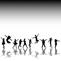 Image showing Happy kids silhouettes