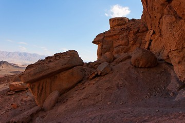 Image showing Scenic weathered orange rock in stone desert