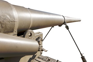 Image showing Barrel of large caliber self-propelled gun in perspective isolated