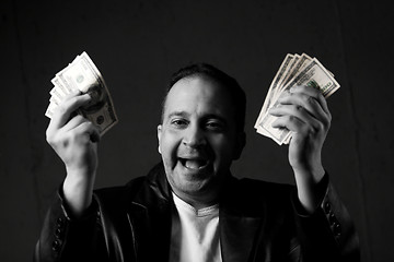 Image showing Man Celebrating with Cash