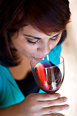 Image showing Woman Drinking Red Wine