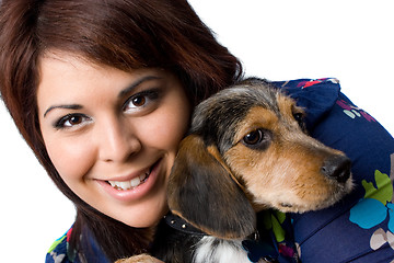 Image showing Girl With a Puppy