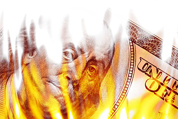 Image showing Money Ablaze in Flames