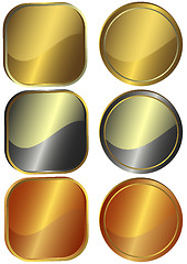 Image showing Set Of Round And Square Metal Counters