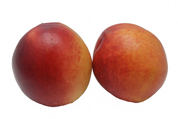 Image showing Two nectarine on white background