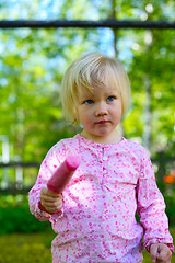 Image showing Little girl with ice-cream