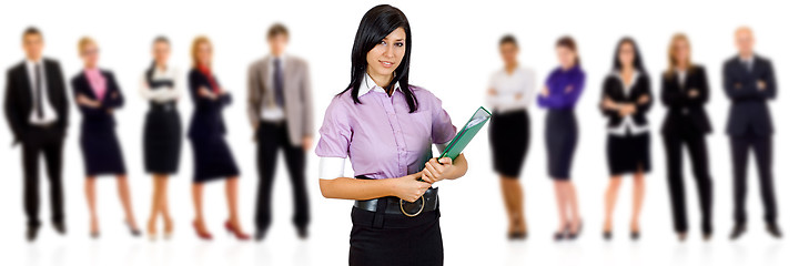 Image showing business woman student leading a team 