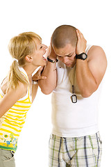 Image showing woman shouting and screaming at her boyfriend