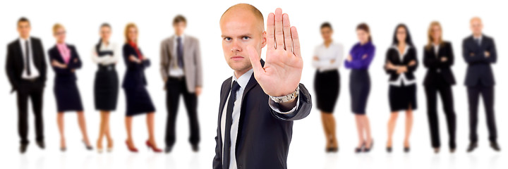 Image showing business executive saying stop