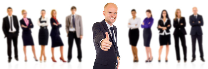 Image showing successful business man with thumbs up 