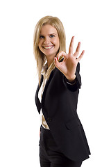 Image showing Young businesswoman indicating ok sign