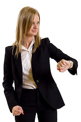 Image showing  businesswoman checking time