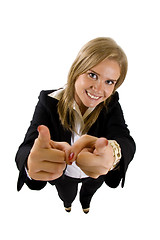 Image showing happy businesswoman pointing to you
