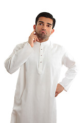 Image showing Worried troubled ethnic man wearing a kurta