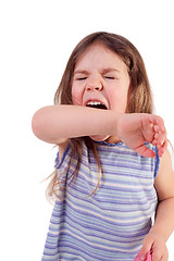 Image showing Young Girl Sneezing