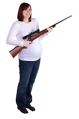 Image showing Pregnant Lady with Riffle