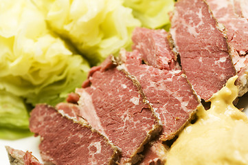 Image showing corned beef and cabbage with mustard