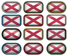 Image showing twelve buttons of the Flag of alabama