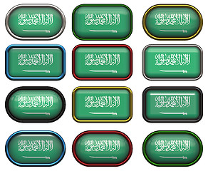 Image showing 12 buttons of the Flag of Saudia Arabia