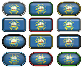 Image showing 12 buttons of the Flag of New Hampshire