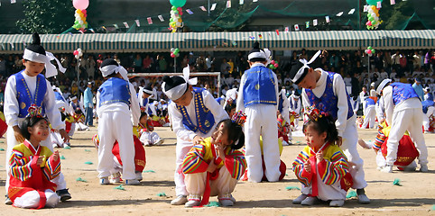 Image showing Traditional dance at a South Korean elementary school