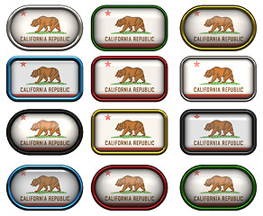 Image showing twelve buttons of the Flag of California