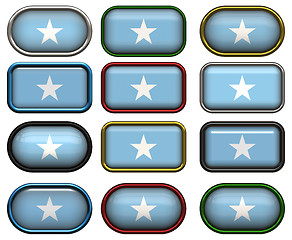 Image showing 12 buttons of the Flag of Somalia