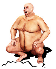 Image showing Fat Man Cracking The Floor