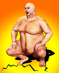 Image showing Fat Man Cracking The Floor