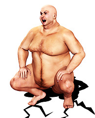 Image showing Fat Man Cracking The Floor