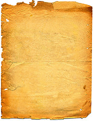 Image showing Old textured paper with tattered edge. On white.