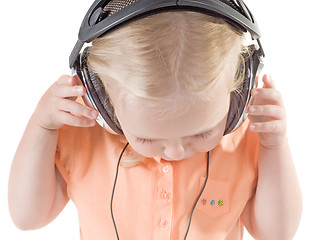 Image showing Little girl with headphones