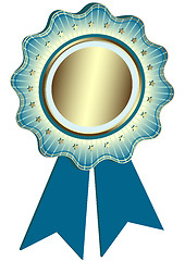 Image showing Silvery Award With Blue Ribbons