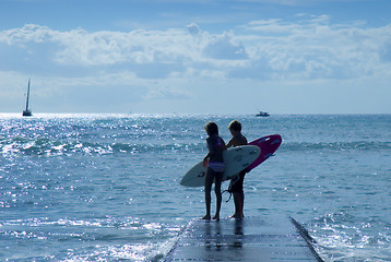 Image showing surfing kids