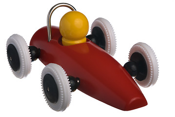 Image showing Child's red toy race car