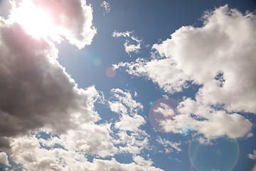 Image showing Beautiful Sky and Clouds with Lens Flare