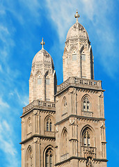 Image showing grossmuenster towers in zurich