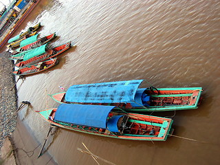 Image showing River boats. Chiang Khong. Thailand