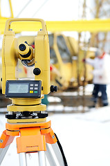 Image showing land surveyor theodolite equipment at construction site