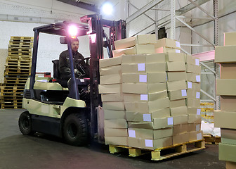 Image showing Forklift in warehouse