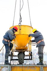 Image showing construction workers at concrete work on construction site