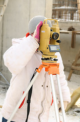 Image showing surveyor worker at construction site