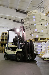 Image showing Forklift in warehouse