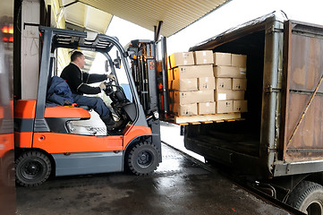 Image showing Forklift in warehouse